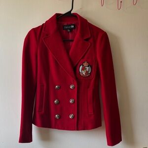 Forever 21 Red Double-Breasted Crest Blazer